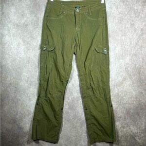 Kuhl Cargo Pants Womens Size 10 Green Roll Tab Low Rise Outdoor Hiking Pockets